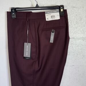 Michael Kors Men Classic-Fit Wool-Blend Suit Pants Burgundy 40x32 $190